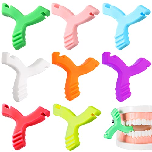 8 Pcs Y Shaped Aligner Chewies Colorful Aligner Tray Seaters Teeth Aligners for Invisible or Metal Braces Aligner Munchies Teeth Chewies for Aligner Chompers, 8 Colors and Scents