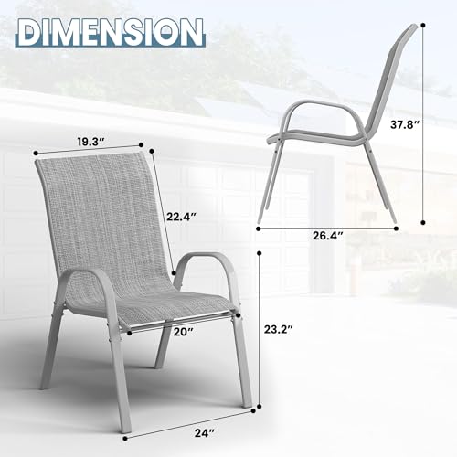 image for Amopatio Patio Chairs Set of 2, Outdoor Stackable Dining Chairs for Al