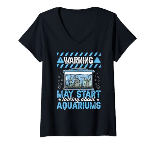 Mujer Hablando De Acuarios Aquascaping Aquascaper Tanque De Pesca Camiseta Cuello V
