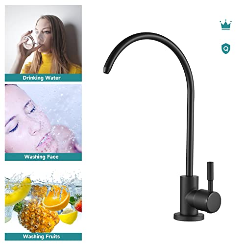 FVITA Drinking Water Kitchen Faucet Matte Black, 304 Stainless Steel Sink Filter Water Faucet Reverse Osmosis Water Filter Faucet RO Faucet Kitchen Lead-Free Water Tap,Matte Black