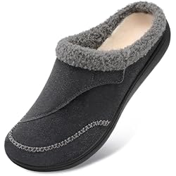 LeIsfIt Women's Slippers Wide Toe Box Adjustable Memory Foam House Shoes | Plush Lining, Hook and Loop Closure, Cushioned Insole, Non-Slip Rubber Outsole, Indoor Outdoor Wear