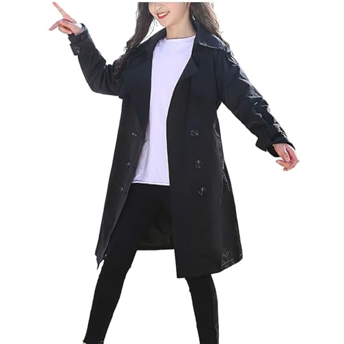 Girls British Style Trench Coat Kids Teen Elegant Preppy Peacoat School Uniform Fashion Detective Cosplay Overcoat