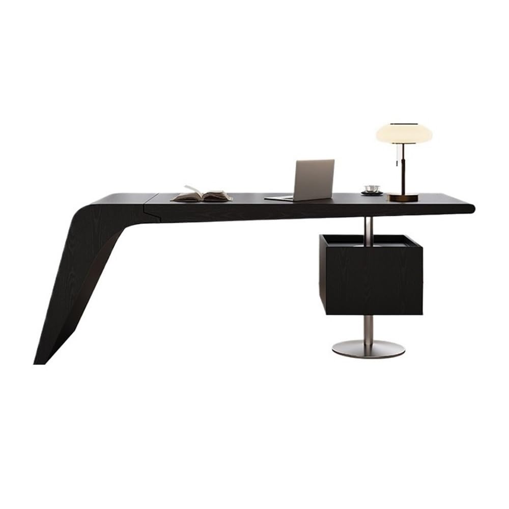 Table Poste de travail bureau exécutif moderne avec 2 tiroirs(Noir,L)