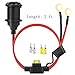 Dongge 2FT 12V/24V Fixed Thread Cigarette Lighter Socket Extension Cable with Perforated Terminal Direct Battery Type car Cigarette Lighter Adapter 2.5mm² Heavy Duty Cable 20A (Free Two Blade fuses）