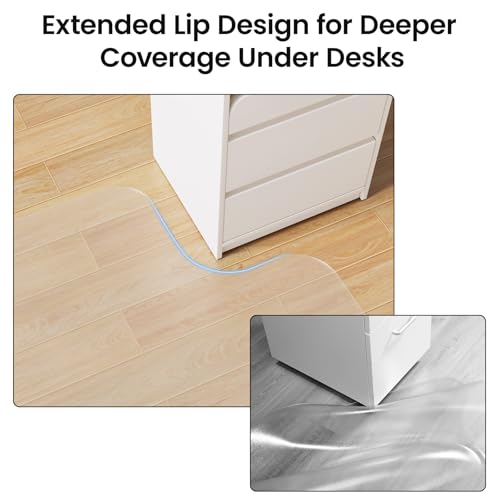 Delamu Office Chair Mat for Hardwood Floor, 36\"×48\" Clear Under Desk Chair Mats for Rolling Chairs, Plastic PVC Gaming Floor Protector for Office Home (Not for Carpet)