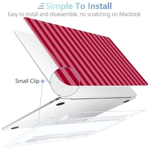 Image of MEEgoodo Case for M5 /M4 /M3 /M2 MacBook Air 13 inch 2026 2025 2024 2022, Fit Model A3449 /A3240 /A3113 /A2681, Case Compatible with MacBook Air 13.6-inch, Red&Pink Stripe