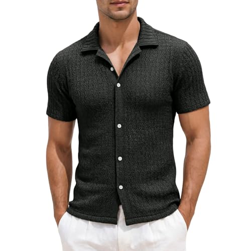 Chemise d'été décontractée pour vos terrasses et vacances en lin respirant noir M