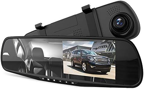 VKAKA Dash Cam Rearview Mirror - 3.5” DVR Monitor Camera Video Recording System in Full HD 1080p w/Built in G-Sensor Motion Detect Parking Control Loop Record Support