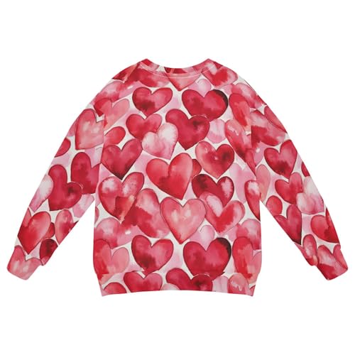 JUNZAN Cartoon Cute Red Love Hearts Big Girls Sweatshirts Hoodies Fleece Kids Pullover Hoodie Camping 4T2