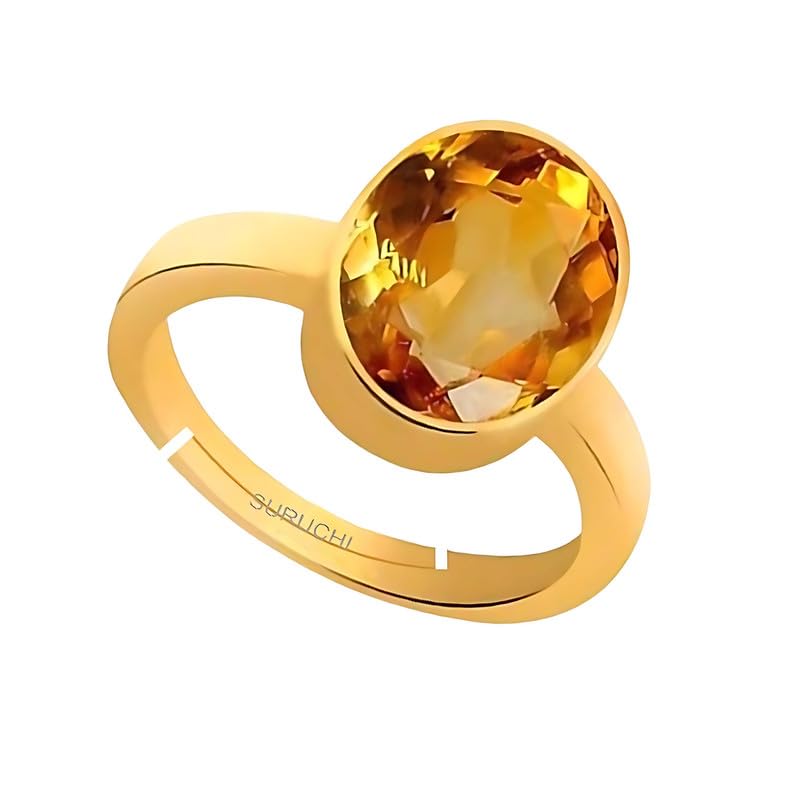 Yellow Sapphire Pukhraj 6.25 Ratti or 5.5 Carat Astrological Gemstone Sqaure Shape Panchdhatu 22K Gold Plated Adjustable Ring for Women-cvtf-image-19
