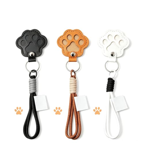 ChayWillow Pet Fur Keepsake Keychain, Paw Shape, PU Leather, Braided Rope, Set of 3, for Dogs, Cats, and Small Pets, Memorial Gift