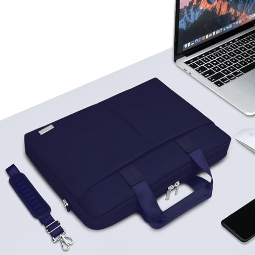 Image of GRIPP Hugo Laptop Sleeve Bag for Laptop /MacBook up to 14 Inch, Detachable Shoulder Strap, Carry Handle, Trolley Sleeve, Tablet Compartment, Multiple Organisers, Office and Travel Bag - Blue
