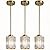 PUAMUBUA Pendant Lights Kitchen Island 3 Pack, Gold Modern Crystal Mini Chandelier Ceiling Hanging Pendant Light Fixtures for Kitchen Hallway Dining Room Bedroom