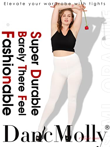 Image of DancMolly Plus Size Tights for Women, Control Top Semi Opaque Nylon Pantyhose High Waist