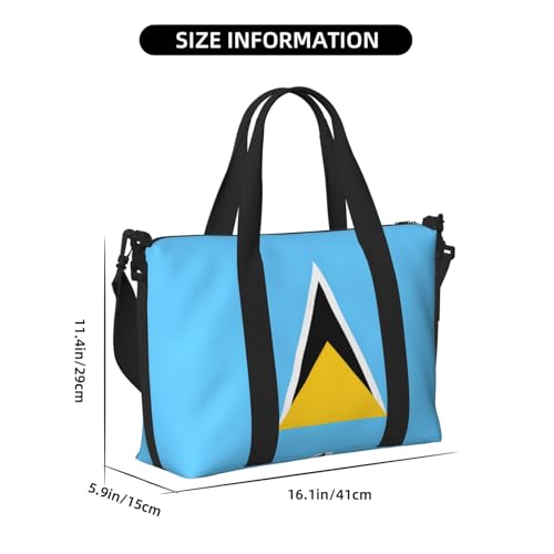 Phayah Flag Of Saint Lucia Travel Duffel Bag,Sports Tote Gym Bag,Shoulder Weekender Overnight Bag For Women3