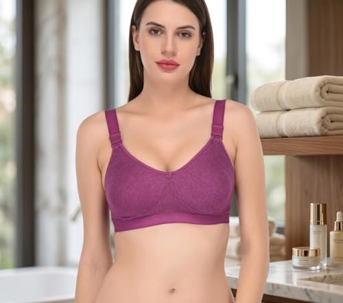 Image of Viral Girl Women's Wire-Free Cotton Hosiery Bra | Non-Padded, Full Coverage, Adjustable Straps | Soft Comfortable Innerwear with Hook & Eye Closure for Everyday Use