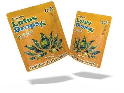 Golden Lotus Drops Original Herbal Formula – Soothing Honey Mint Lozenges – Natural Herbal Cough Drops – 1 kg Total (2 x 1/2 kilo Bulk Bags)