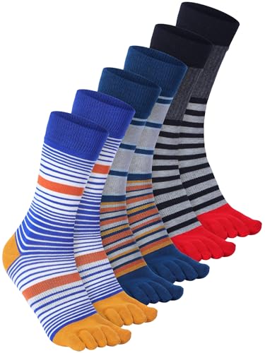 Image of Fourluoo 3 /6 Pairs Women Toe Socks Cotton Breathable Ankle Five Toe Socks for Men Women Athletic Running