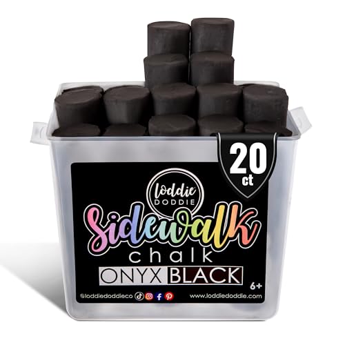 Loddie Doddie Jumbo Bucket Black Sidewalk Chalk for Kids Bucket - 20 Count - Washable Non-Toxic Formula - Outdoor Kids Activities
