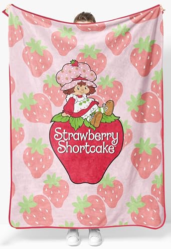 Jay Franco Kids Plush Throw Blanket Soft & Cozy Fleece Throw for Bedroom & Couch Dcor Official Licensed Product Pink - Strawberry Shortcake 46x60 - Throw Blanket