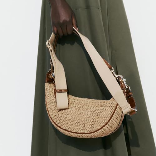 Handmade Woven Straw Crossbody Bag for Women, Beach Tote Bags for Women, Summer Slouchy Hobo Shoulder Crossbody Bag2