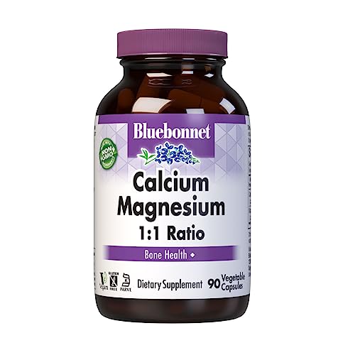 Bluebonnet Calcium Magnesium 1:1 Ratio Vegetarian Capsules, 90 Count #TOP10