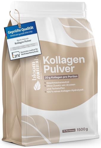 Collagen Pulver 1500g (1,5 KG) - Hochdosiert & Geschmacksneutral Kollagen Hydrolysat Pulver, Peptid Typ 1 & 3 - Kollagen Peptide - Abgefüllt und getestet in Deutschland