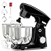YASHE Impastatrice Planetaria 1500W, 2 Ciotole in Acciaio Inox 4,5L + 5L, 10+P Velocità, Testa Inclinabile, con Gancio Impastatore, Frusta e Sbattitore, Nero immagine