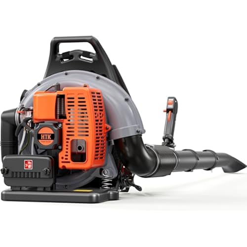 HTK Gas Backpack Leaf Blower, 63CC 2-Stroke, 665 CFM, Max 205 MPH, Orange