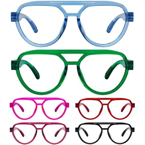 LUR Pilot Oversized Metalless Screwless Reading Glasses Women Spring Hinges 6 Pack Ladies Readers +1.25 Cover