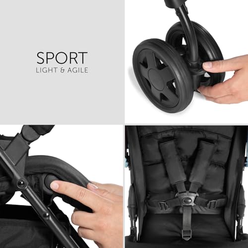 Image of Hauck Baby Stroller Lightweight One-Hand Fold Reclining Pushchair Blue | Swivel lockable front wheels, adjustable footrest, 5-point harness, XL basket, birth to 3 years up to 18 kg