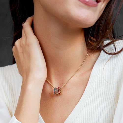 EVE'S ADDICTION Custom 4 Birthstone Charm Stackable Necklace in Gold, 18" chain - Mother's Necklace - Birthstone Jewelry - Mother's Day Gift - Gifts for Mom2