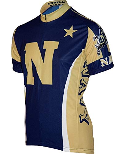Adrenaline Promotions Navy Midshipmen Cycling Jersey,X-Large, Navy Blue/ Yellow