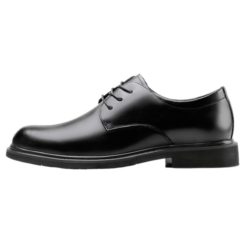 Men's Genuine Leather Lace Up Oxfords Casual Business Pointed Toe Non-Slip Platform Comfortable Breathable Casual Shoes