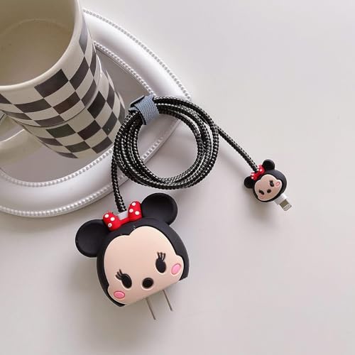 Image of Cartoon 3D Design Protective Case Compatible with Apple 18W - 20W USB-C Power Adapter Charger, Protective Cover for iPhone 18W & 20W Power Adapter Charger with Wire Saver. (Minnie-Mouce)