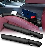 MATT SAGA Car Seat Gap Filler, Leather Material Highly Resilient Seat Crevice Plug Blockers, to Fill TheGap Between Seat and Console Stop Things Dropping, Universal Car Accessories 2 Pack (Black)