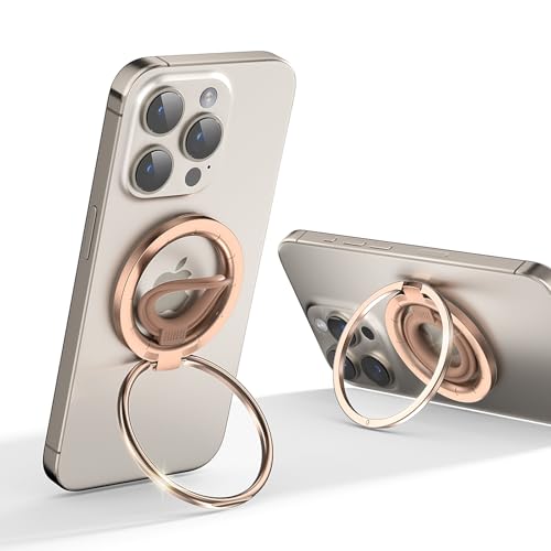 QBrand Support d’Anneau de téléphone magnétique, poignée de téléphone Portable à 360 ° avec Aimant Double Face, béquille à Anneau de Doigt pour iPhone 16 15 14 13 12, Samsung, Tous Les Smartphones