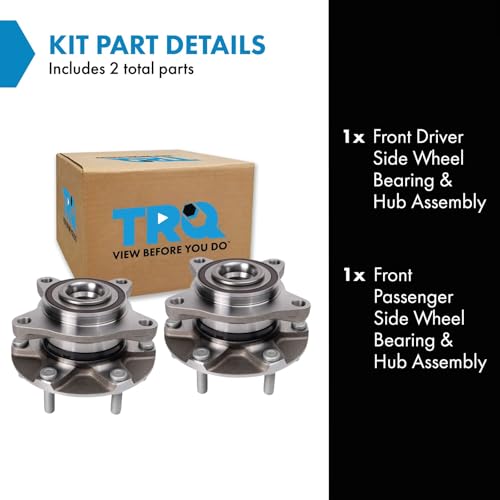 Image of TRQ 2 Piece Front Wheel Bearing & Hub Assembly Set Compatible with 2019-2022 Ford Ranger