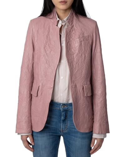 Zadig & Voltaire Womens Very Cuir Froisse Blazer, 34