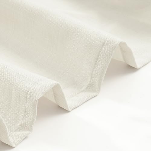 Image of LAMIT Ivory Linen Curtains for Living Room, 84 Inch Faux Linen Textured Privacy Drapes Grommet Boho Burlap Panels for Farmhouse /Bedroom, Set of 2 Panels, 38 x 84 Inch