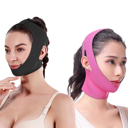 sgmedila 2Pcs Double Chin Reducer, Post SurgicalS Chin Strap,Double Chin Eliminator, V Line Lifting Mask,Double Chin Strap Face Slimming V Shaped Belt, Reusable Facial Slimmer For Women and Men