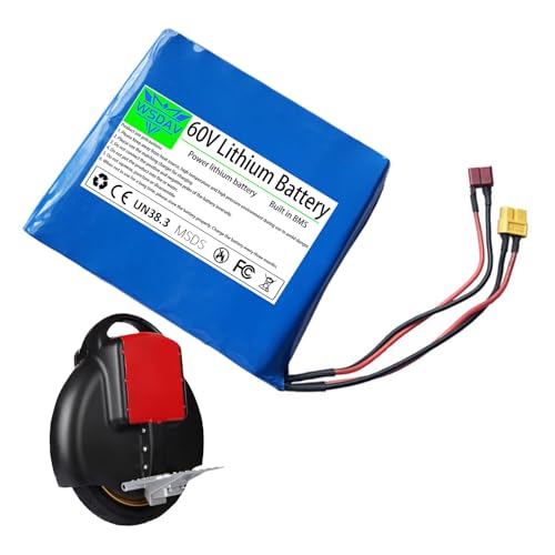 WSDAV 60 Volt Unicycle Battery 60V Li-ion Battery 60V 2.2AH Lithium Batteries for 0-150W Motor Conversion Kit