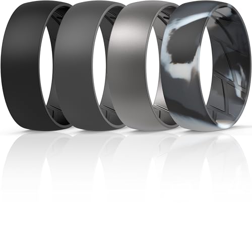 Image of ThunderFit Silicone Rings for Him and Her, Rubber Engagement Bands Unisex - 1 /4 /5 /7 /8 Variety Multipack