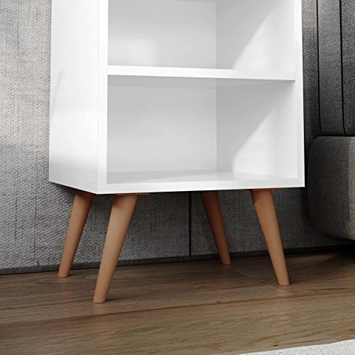 Mesa de Cabeceira Retrô com Prateleira Completa Móveis Branco