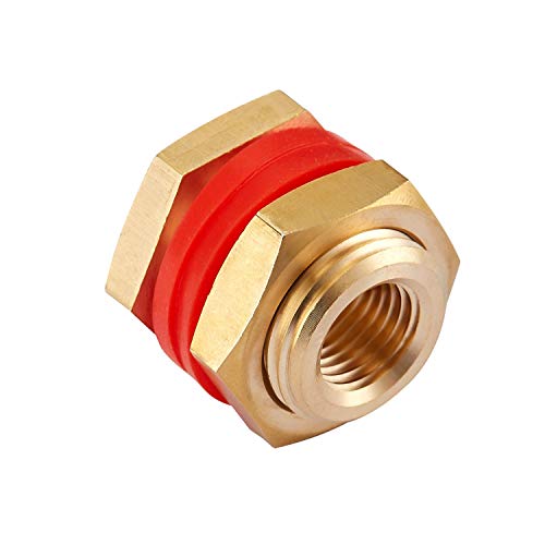Litorange 1/4"F TO 1/2"M 4 Pcs Brass Bulkhead Coupling Both End 1/4 Inch Npt Female,Outer Diameter 3/4-16Unf Brass Bulk Head Pipe Fitting Bulkhead Tank Fitting Coupler Coupling,15/16 Inch Length  thumb #3