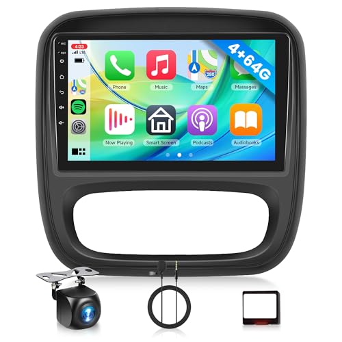Autoradio Android 9'' pour Renault Trafic, 4G+64G avec GPS, Carplay et Caméra de Recul