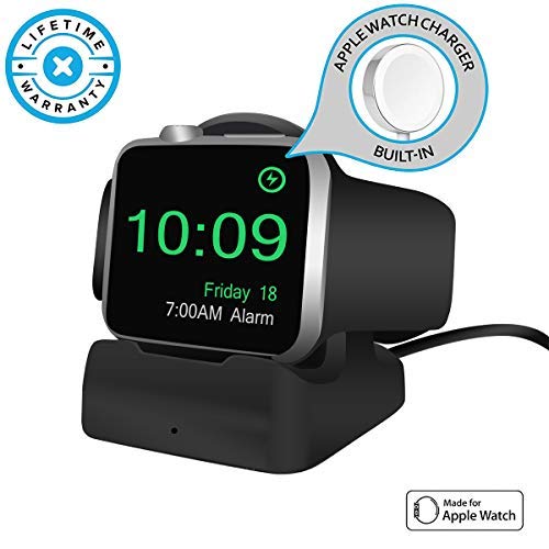 Aimtel Charger Stand with Built-in Magnetic Charging Cable and Nightstand Mode Compatible with Apple Watch Series 3, Series 2, and Series 1 - 3.28 ft Cable