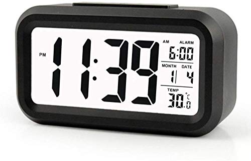 AOI Réveil numérique sans Fil à Piles avec Date, température, capteur Lumineux Intelligent, 12/24 Heures, répétition pour Les Chambres, Le Bureau 5,31 x 2,95 x 1,77 Pouces (Noir)
