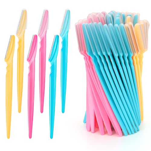 72 piezas de maquinilla de afeitar para cejas, multiuso, exfoliante, herramienta de dermaplaning, maquinilla de afeitar facial, moldeador de cejas con cubierta de precisión para mujeres y hombres