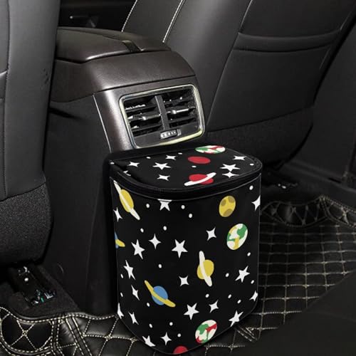 Image of Car Rubbish Storage Reusable Car Trash Can for SUVs Vans, Cars Trash Bag Bin Hanging Automotive Sedan Garbage Cans Leak Proof Vehicle Trash Can, Planet Star